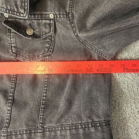 Roaman’s Plus Size Denim Jacket Women’s 16W Black Jean Coat Casual Outerwear - Picture 4 of 8